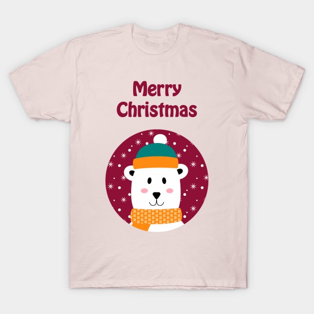 Polar bear wishes merry Christmas T-Shirt by punderful_day